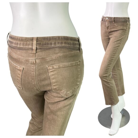 L'AGENCE Tati High Rise Cropped Denim Jean in Rye Coated Tan Wash Size 26 - Picture 1 of 13